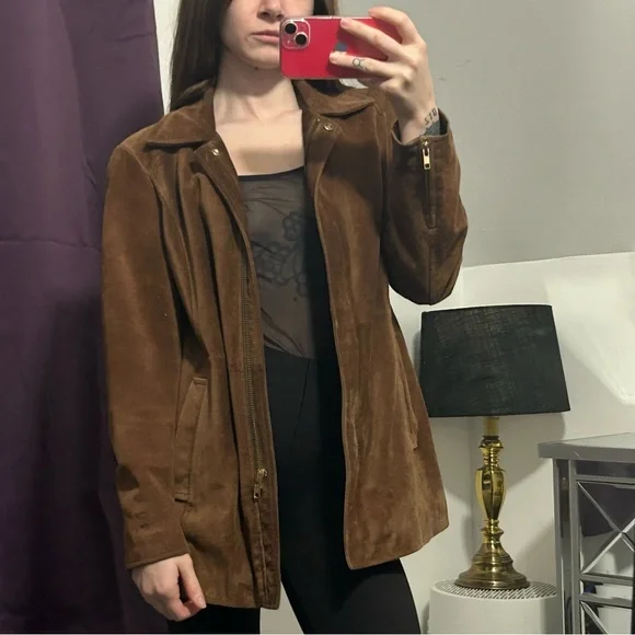 VINTAGE COACH SUEDE LEATHER JACKET COAT - Picture 8 of 9